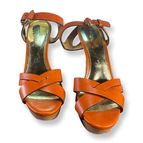 COACH - deep orange leather heels - Picture 1 of 6